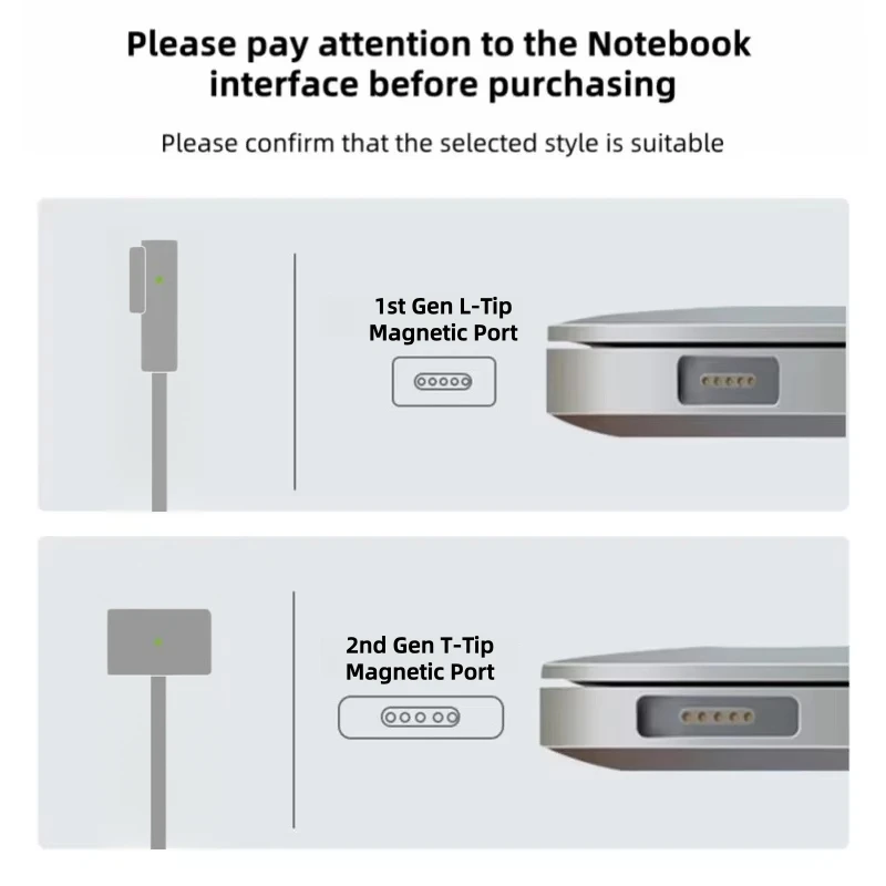 100W USB-C Magnetic Charging Cable with E-Marker, Compatible with Mag1L & Mag2T for MacBook Air/Pro
