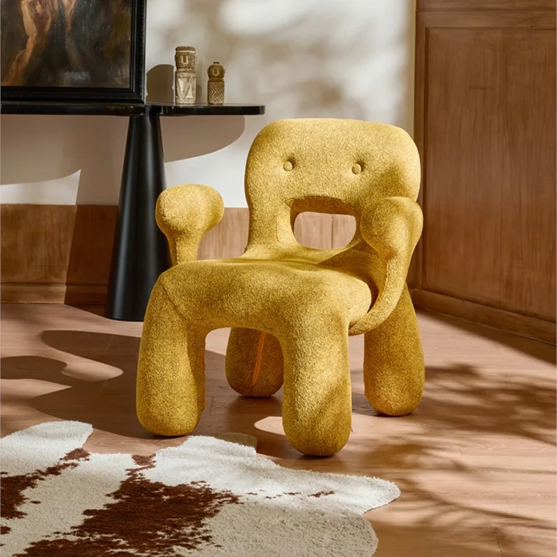 MOMO Italian Designer Cookie Shaped Chair Creative Modern Home Gingerbread Man BB Makeup Chair Children's Smiley Face Furniture
