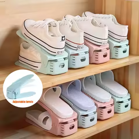 5Pcs Shoe Stacker Adjustable Shoe Slots Organizer Shoes Slots Space Saver Double Deck Rack Holder For Closet Organization Hot