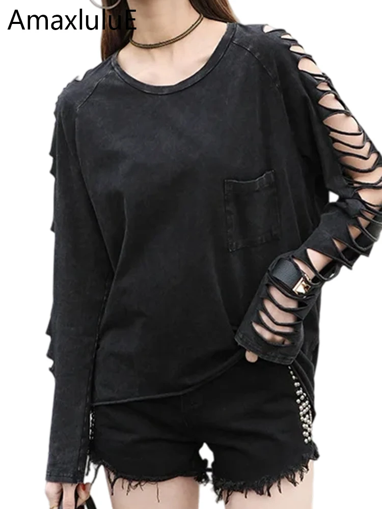 

Amax LuluE 2025 Korean Design Summer Womens Sexy Off Shoulder Tshirts Ladies Vintage Punk Style Tees Female Oversized Streetwear