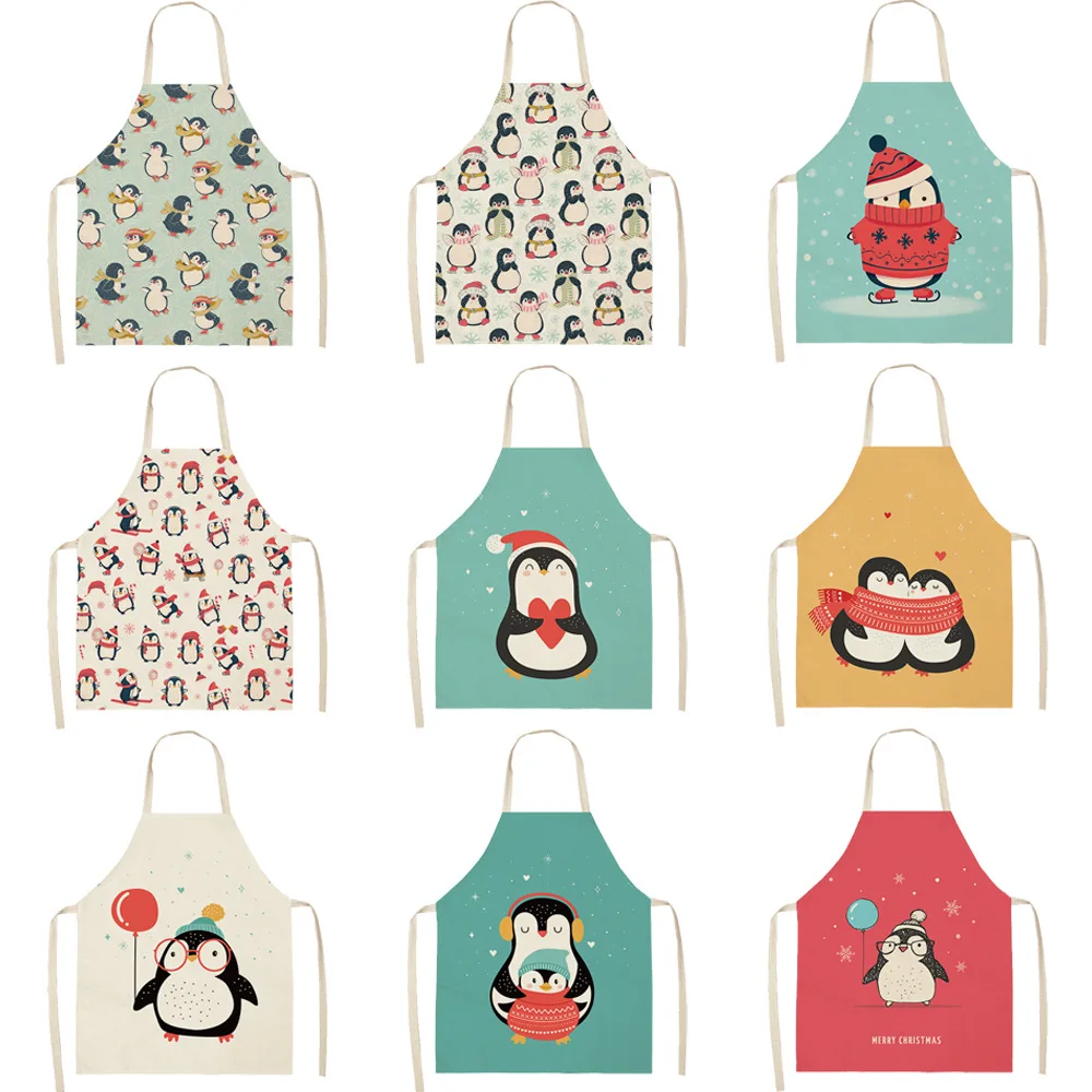 Penguin Apron Kitchen Linen Aprons Bibs Household Cleaning Pinafore Home Cooking Apron for Men Women Home Cleaning Tools