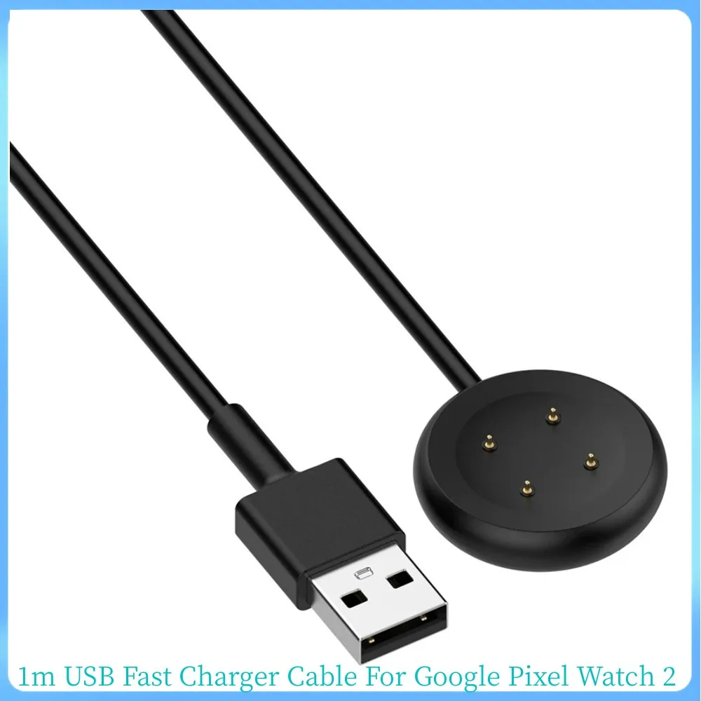 Cabo USB Carregador Rápido para Google Pixel Watch 2, Suporte de Carregamento, Cabo Adaptador, 41mm, 1m