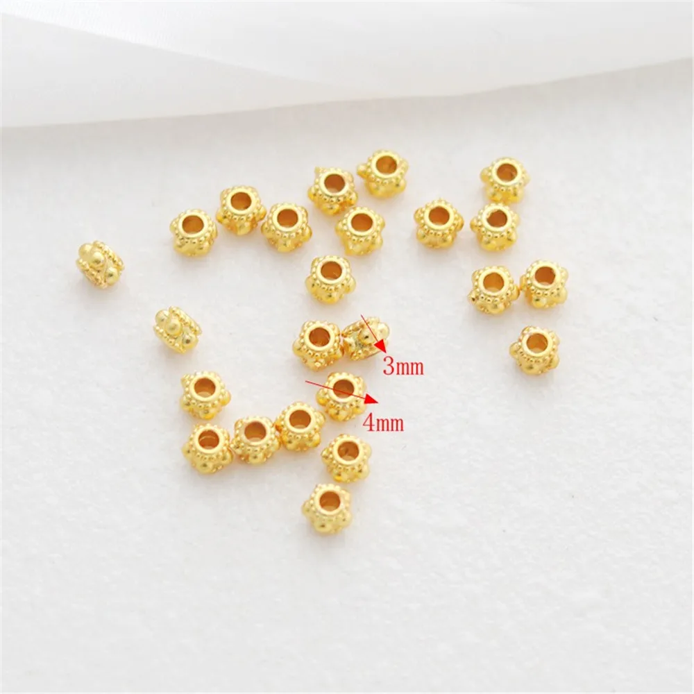 UFO Threaded Flower Bead Bracelet String, 18K Matte Gold, 4x3mm, Partition Bead Accessories, DIY Loose Bead Accessories