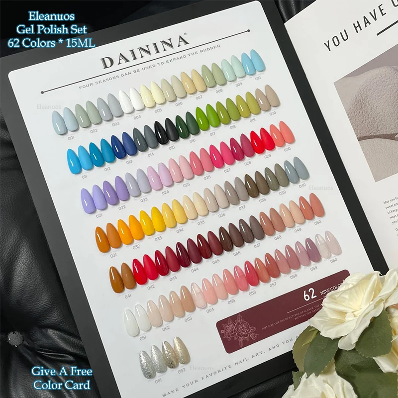 62 Colors Solid Color Gel Nail Polish Set Spring Summer Pastel Nude Shades Long Lasting High Pigment Soak Off UV LED Gel Nail