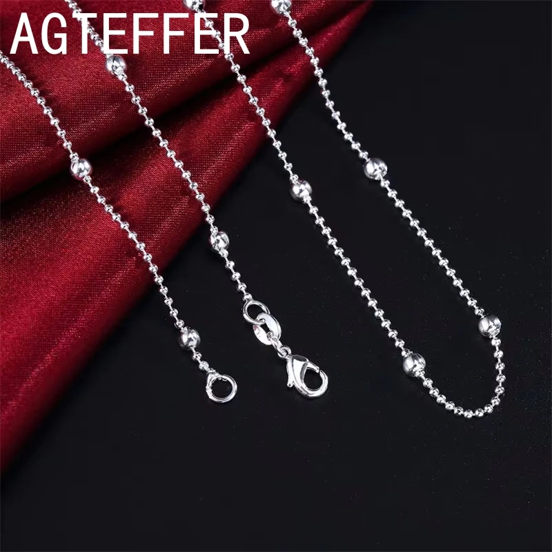 Charm 925 Sterling Silver 16-24 Inches Fine Sweater Bead Chain Women Necklace For Fashion Temperament Jewelry Party Wedding