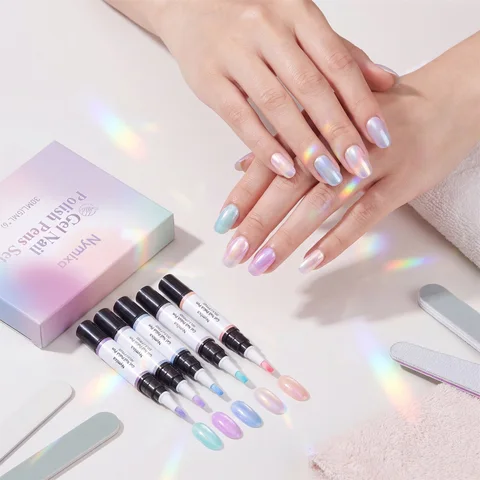 Multi-Color 3in1 Gel Nail Polish Pens Set - Quick Dry Long Lasting No Base Top Coat Needed Easy DIY for Beginners Home Manicure