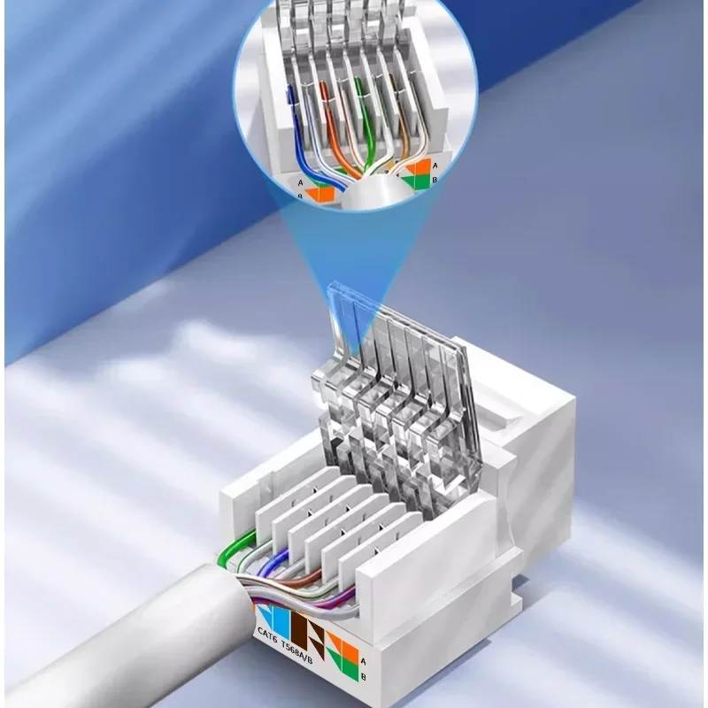 1PCS  CAT5E RJ45 Network Cable Scoket rj45 Panel Installation Module Shielded Solder-free Network Cable Extender Cat 5 Panel