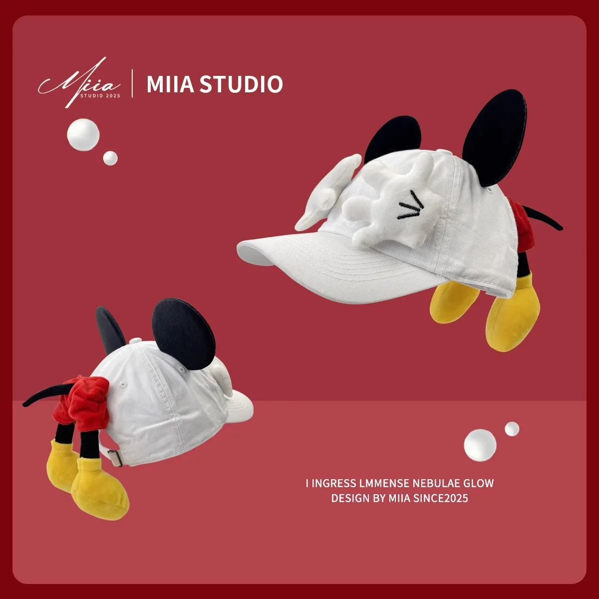 لطيف قبعة بيسبول الكرتون تصميم محاكاة ساخرة ميكي لطيف الإبداعية كبيرة الأذن تصميم بطة اللسان قبعة عصرية ومتعددة الاستخدامات