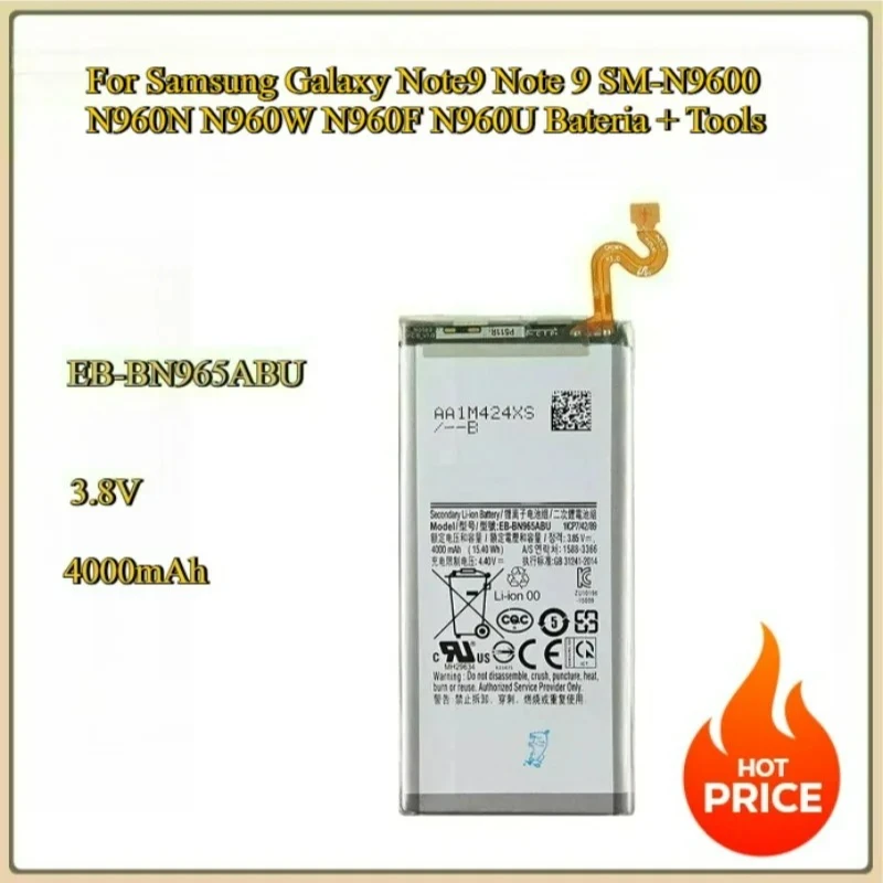 

New Replacement Battery EB-BN965ABU For Samsung Galaxy Note9 Note 9 SM-N9600 N960N N960W N960F N960U Bateria