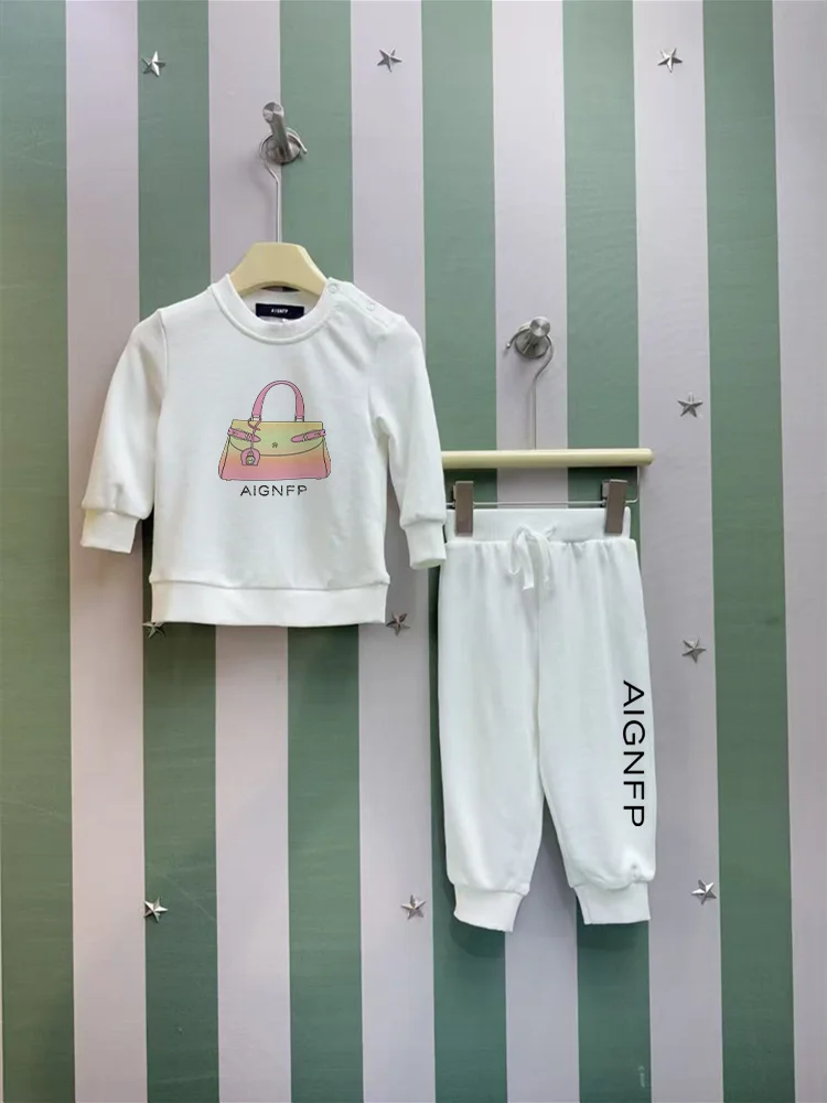 Cute Baby Winter Clothes 2025 Newborn sweatshirt Set Warm Pullover Fun prints Baby Girls sweater letter trousers Infant Outfit