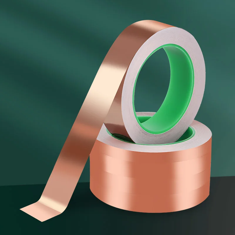 

Double Conductive Copper Foil Tape 50 Meters High Efficiency Conductive Grounding Shielding High Temperature Resistant Electroni