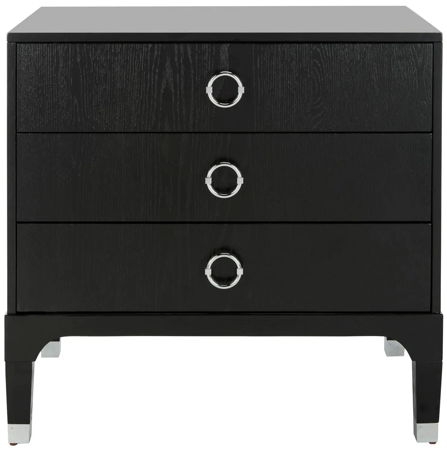Modern Open-Frame 3-Shelf Nightstand Black Iron Bedroom Side Table 30