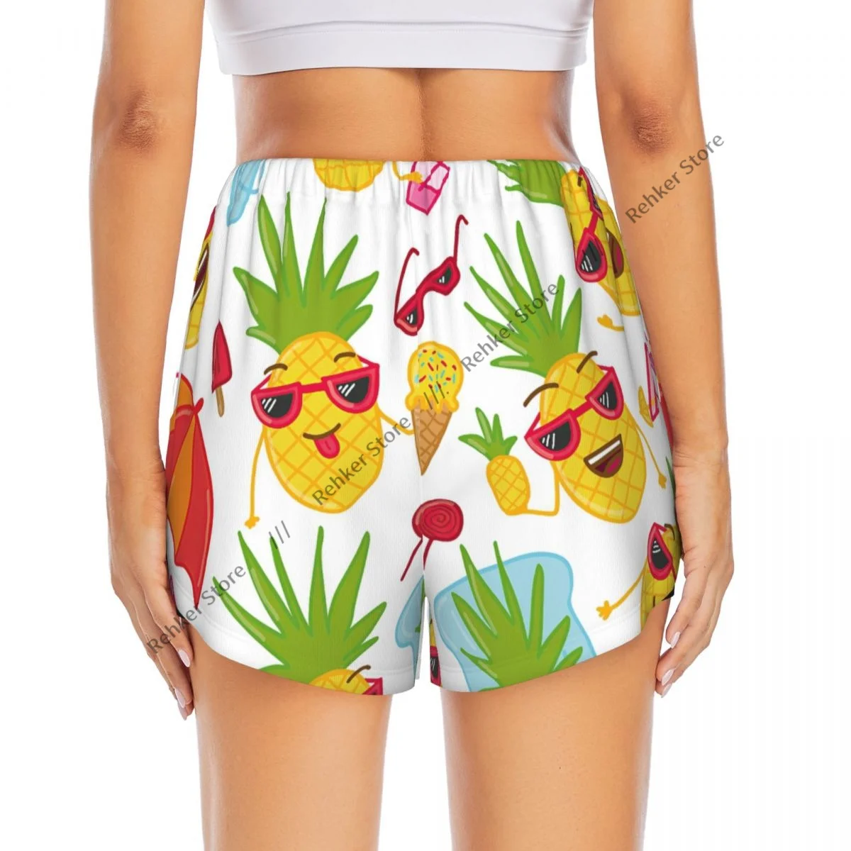 여성 요가 반바지 파인애플 귀여운 운동 반바지 피트니스 빠른 건조 숙녀 요가 체육관 러닝 짧은 바지 스포츠웨어
