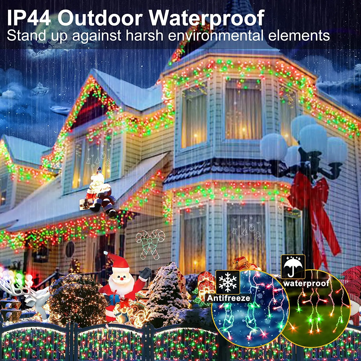 24V Christmas Lights Decorations Outdoor Safe Voltage LED Curtain Icicle String Light IP44 Street Garland On The House Winter