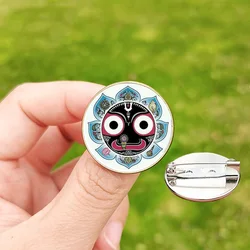 Jagannath Pin Bagde Hindu God lord Mandala Cartoon Face Pattern Glass Cabochon Brooches for Men Women Bag Lapel Pins