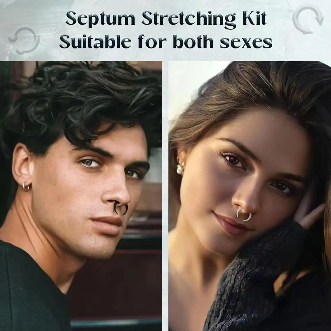 25pcs Septum Stretcher Set Stainless Steel Acrylic Tapers Pinchers for Women Men Round Septum Piercing Jewelry 14G-6G Ring Kit