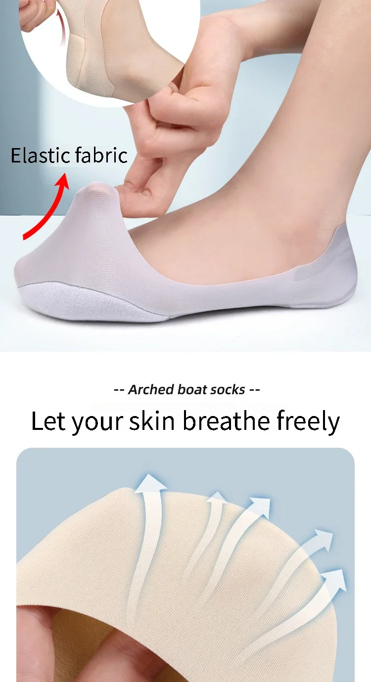 Neue Einlegesohlen für Schuhe bei Plantarfasziitis, Damen-Bootsocken, Socken-Einlegesohlen für die Füße, stoßdämpfende Schuhsohlen, unsichtbare, rutschfeste Schuhpolster. – Detail 6
