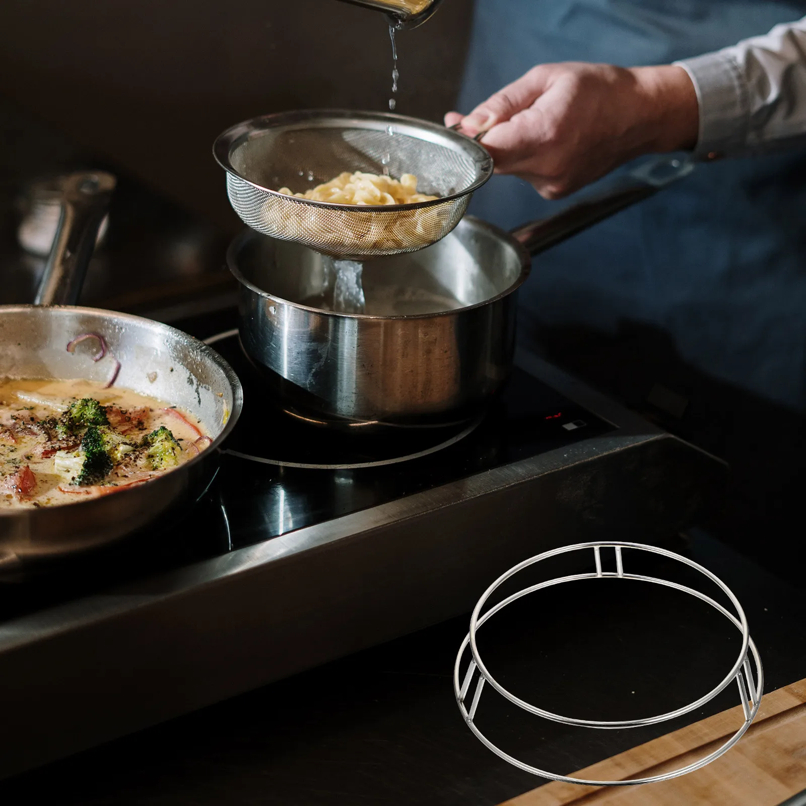 

Stainless Steel Rack Kitchen Countertop Protector Hollow Design Easy St Pot St Steam Holder