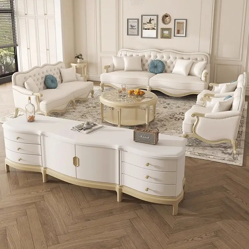 Leather sofa luxury concubine corner sofa combination living room high-end furniture