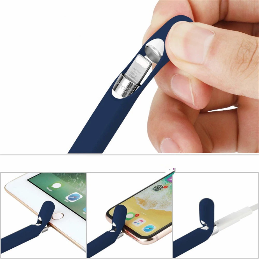 4 In 1 Kleurrijke Zachte Siliconen Hoes Voor Appelpotlood 1e Generatie Tablet Touch Pen Stylus Beschermhoes Voor Ipad