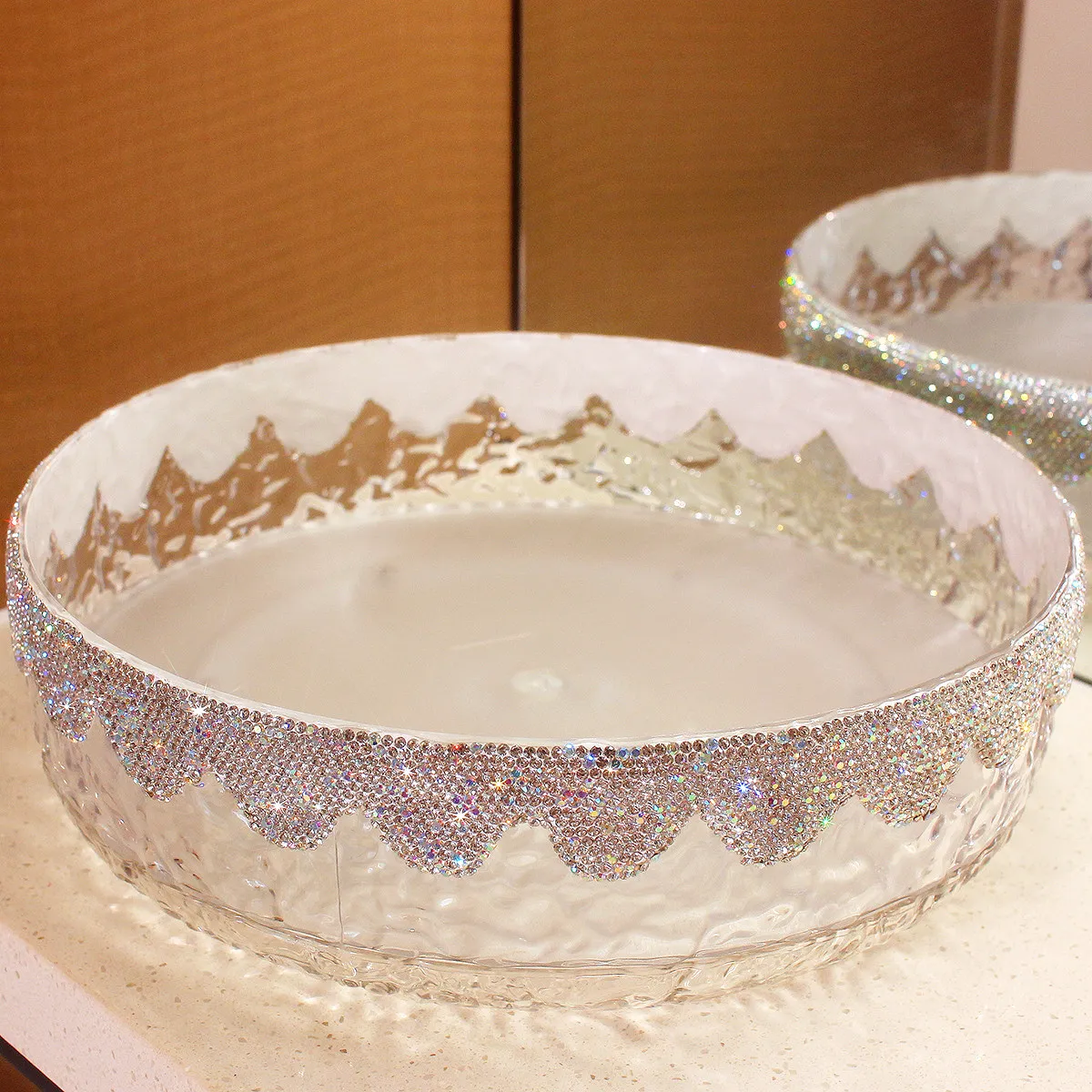 360 °   Drehbares Make-up- und Parfüm-Aufbewahrungsregal, Glitzerndes Diamant-Küchengewürzregal, Multifunktionales Rundes Organizer-Tablett, Präsentationsständer