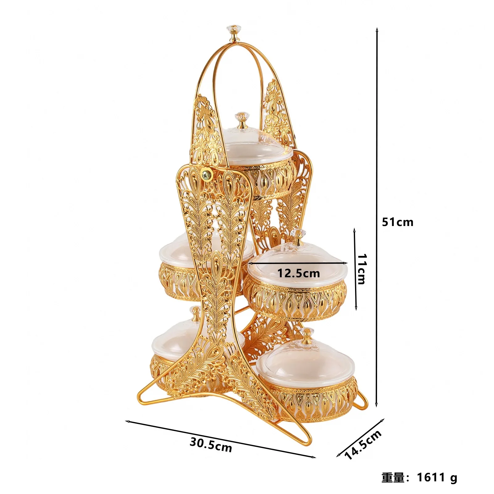 Light luxury vintage metal segmented home fruit plate snacks