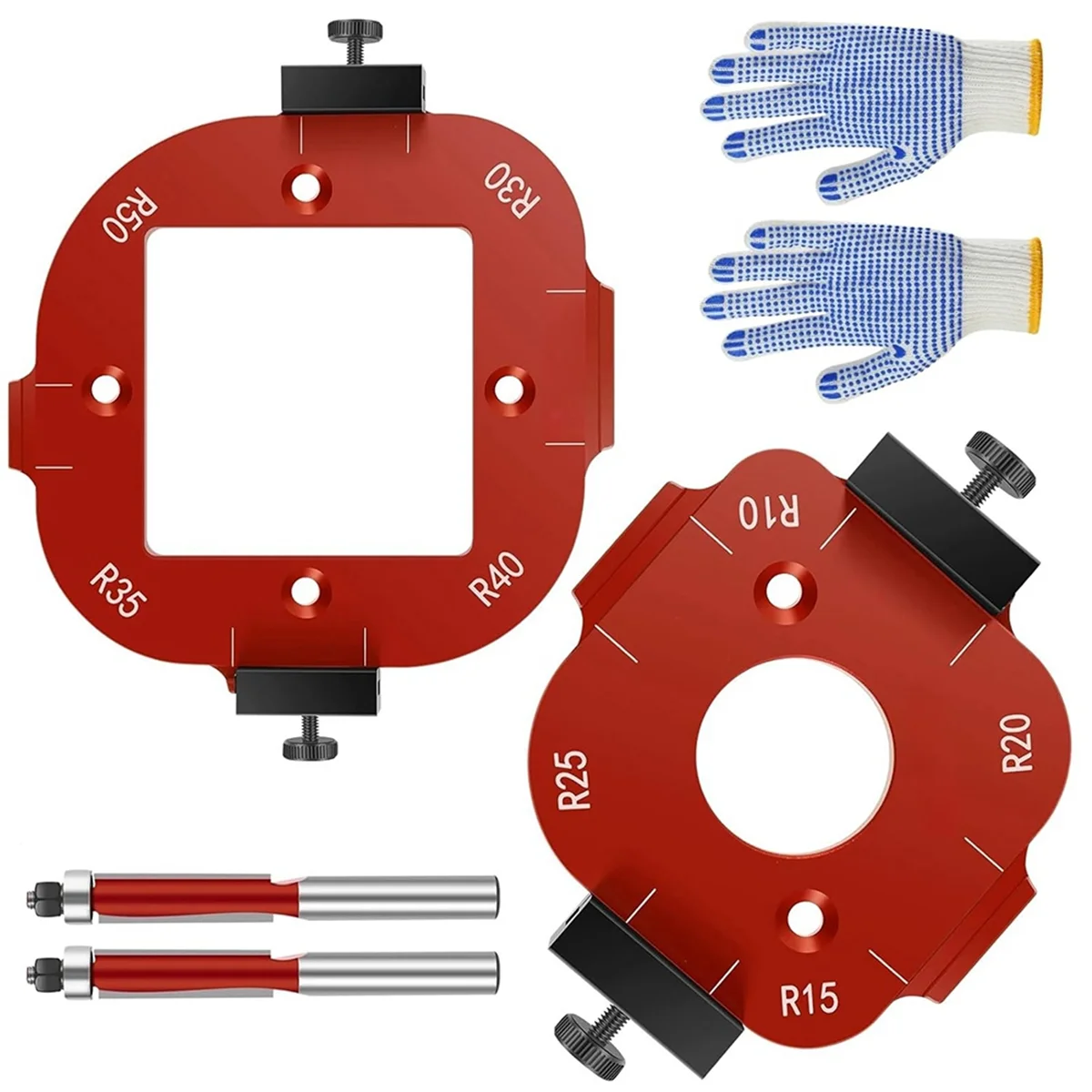 A83Z Router Corner Radius Template,2pcs Radius Jig Router Templates for Woodworking, Aluminum Alloy Router Corner Jigs