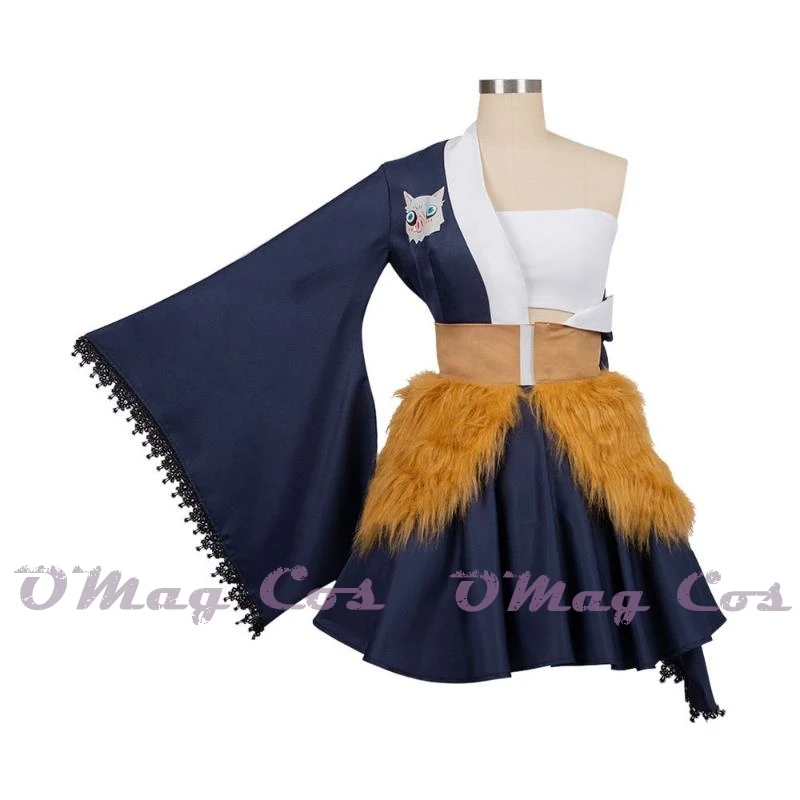 Anime Hashibira Inosuke Cosplay Costumes pour femmes, robe d'Halloween, vêtements de jeu, uniforme, plis imbibés