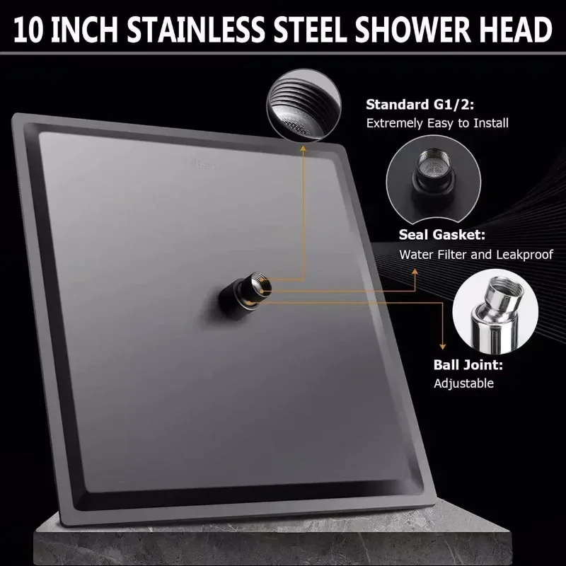 8/10 Inch Black Rain Shower System Luxury Bathroom Shower Set with Hand Showerhead Bathroom Faucet High Pressure Shower Sets