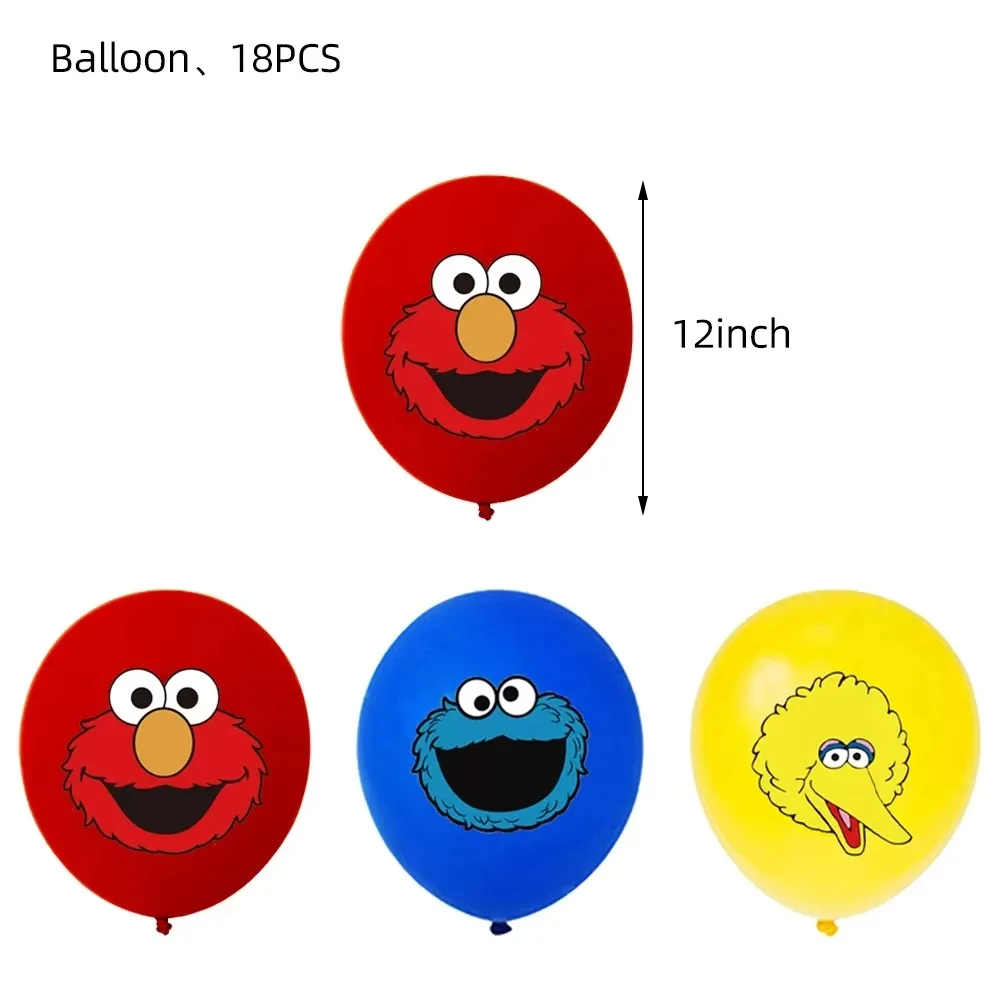 Sesames Cartoon Streeted Geburtstagsparty Dekoration Geburtstagsballon Tischdecke Becher Teller Kuchenform Baby-Shower Kinderparty Zubehör – Detail 7