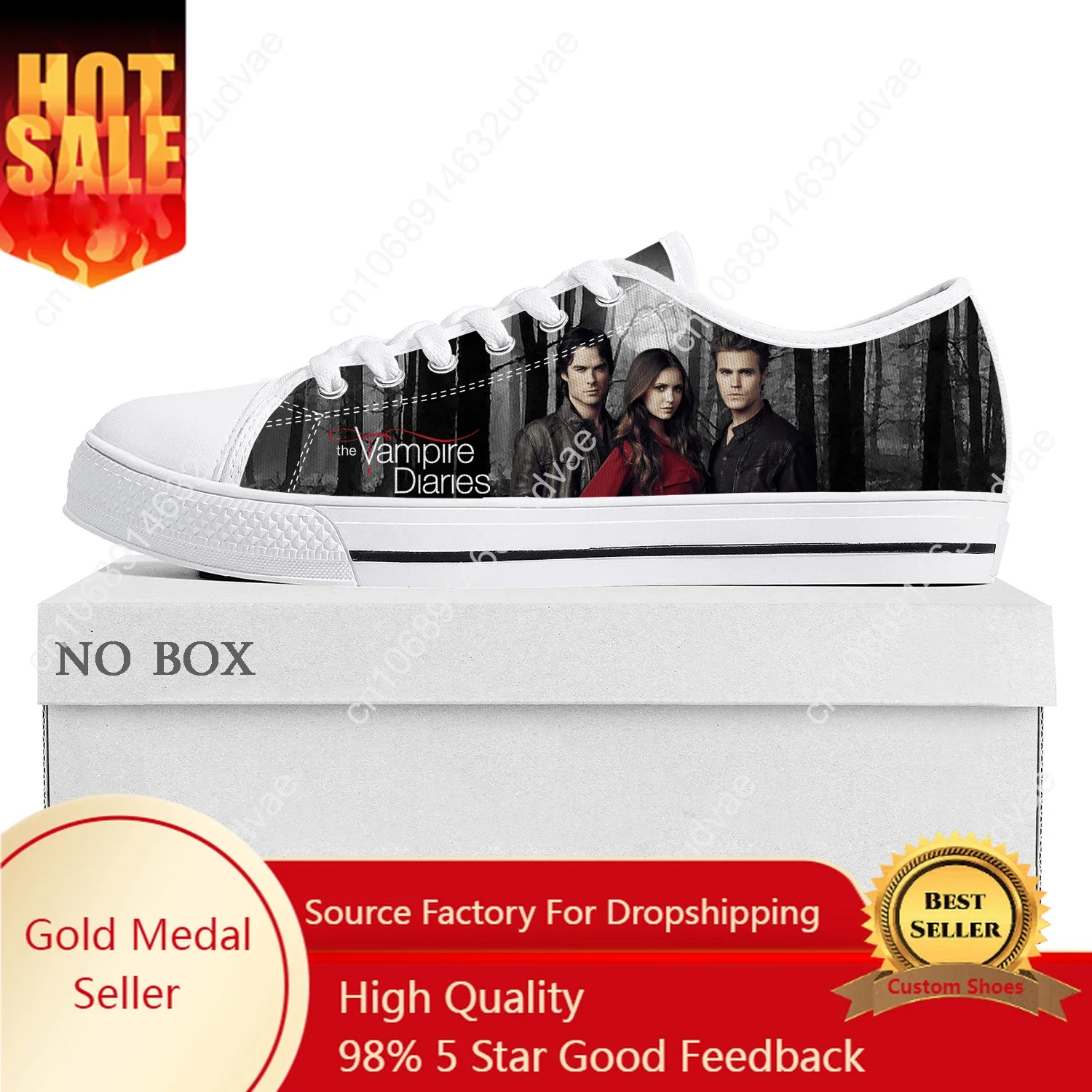 The Vampire Diaries Damon Salvatore Low Top Sneakers High Quality Mens Womens Teenager Canvas Sneaker Couple Shoes Custom Shoe