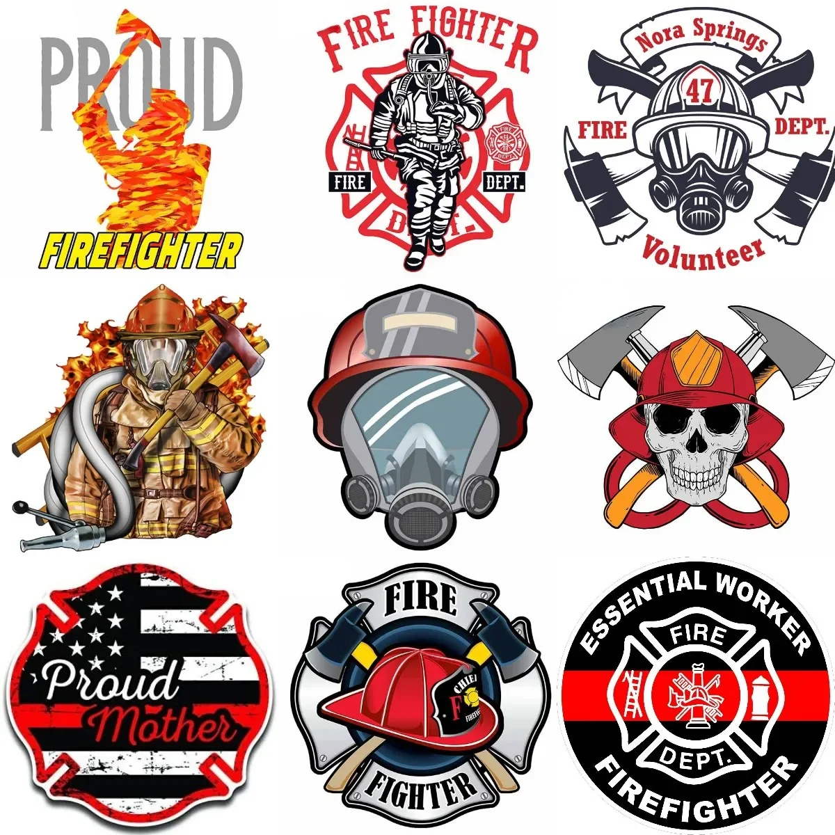 

EMT Firefighter fire head skull creative PVC Sticker for Decorate car Bicycle Camper Bumper truck off-road van decal Accessories