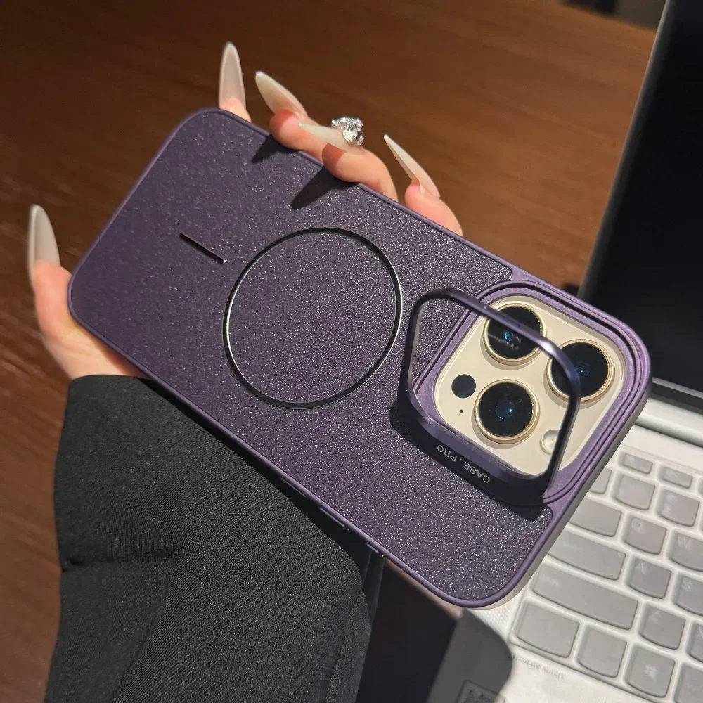 Sparkling Magnetic Stand Phone Case: Three in One Protective Cover for iPhone17 16 1514 13 12Pro MaxGlitter+MagSafe+Camera Stand