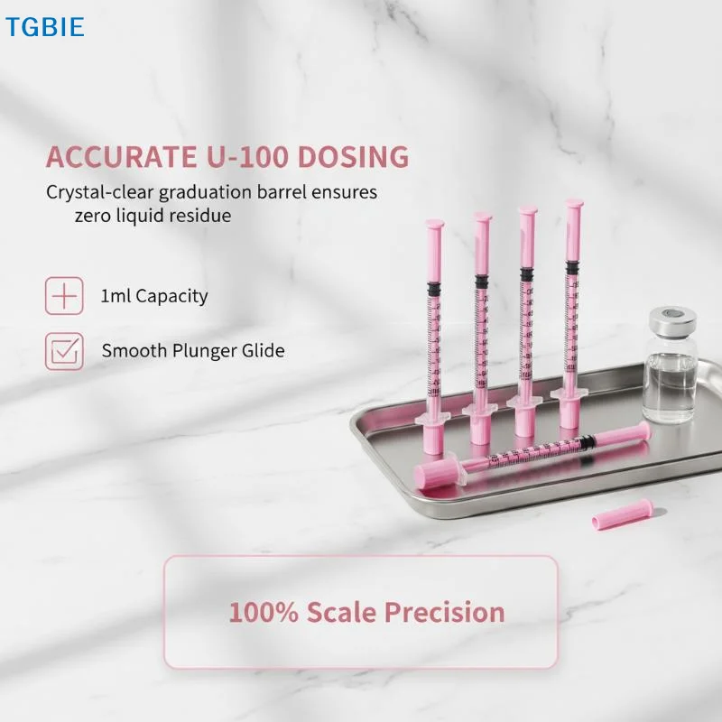 [TL]Disposable Plastic Syringe 1ml Pink 5 Pack with Precise Scale for Home Pet Feeding Lab Use