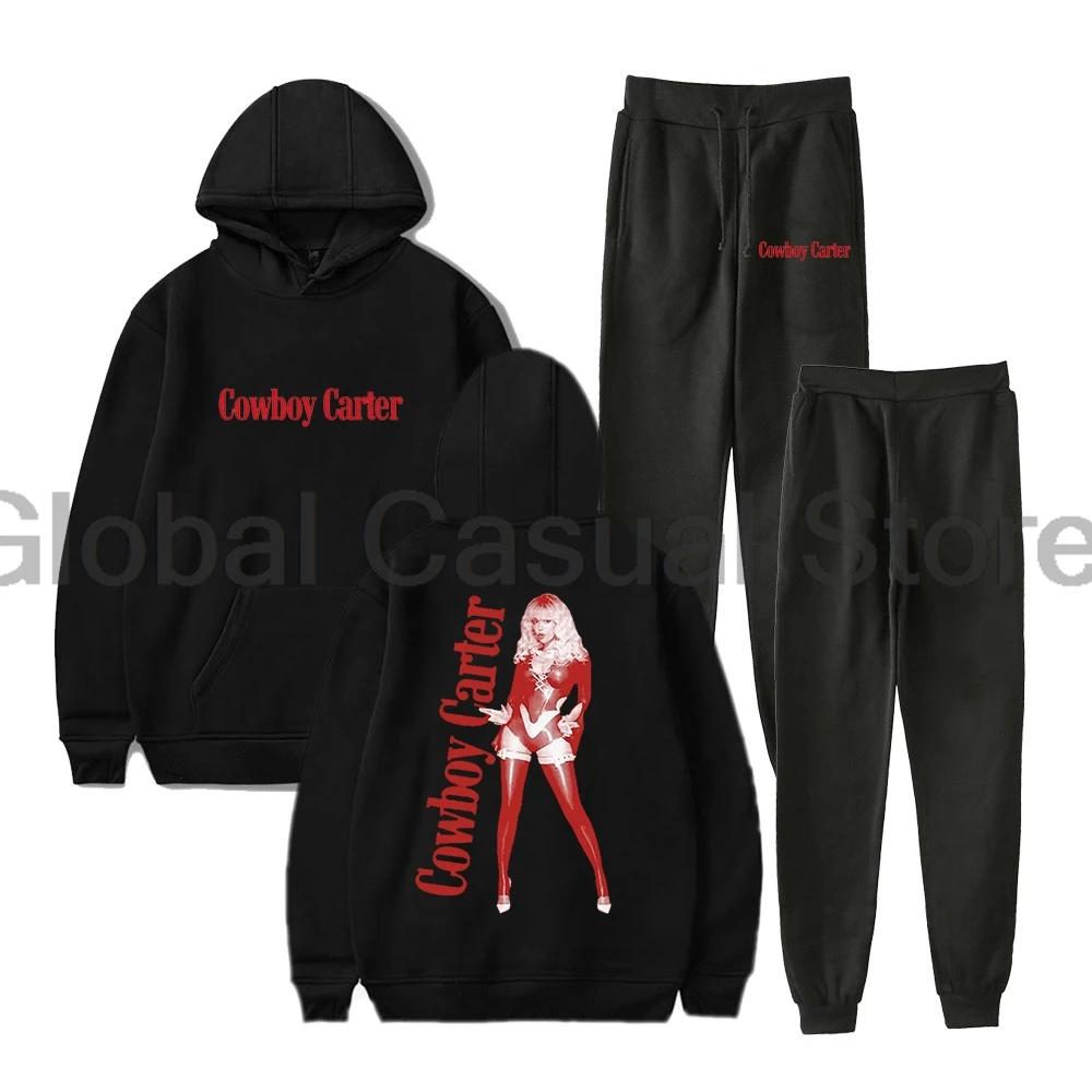 Beyonce Cowboy Carter Album Pullover Hoodie Jogger Pants Two Piece Set Sweatshirts+Sweatpants Men Women's Sets