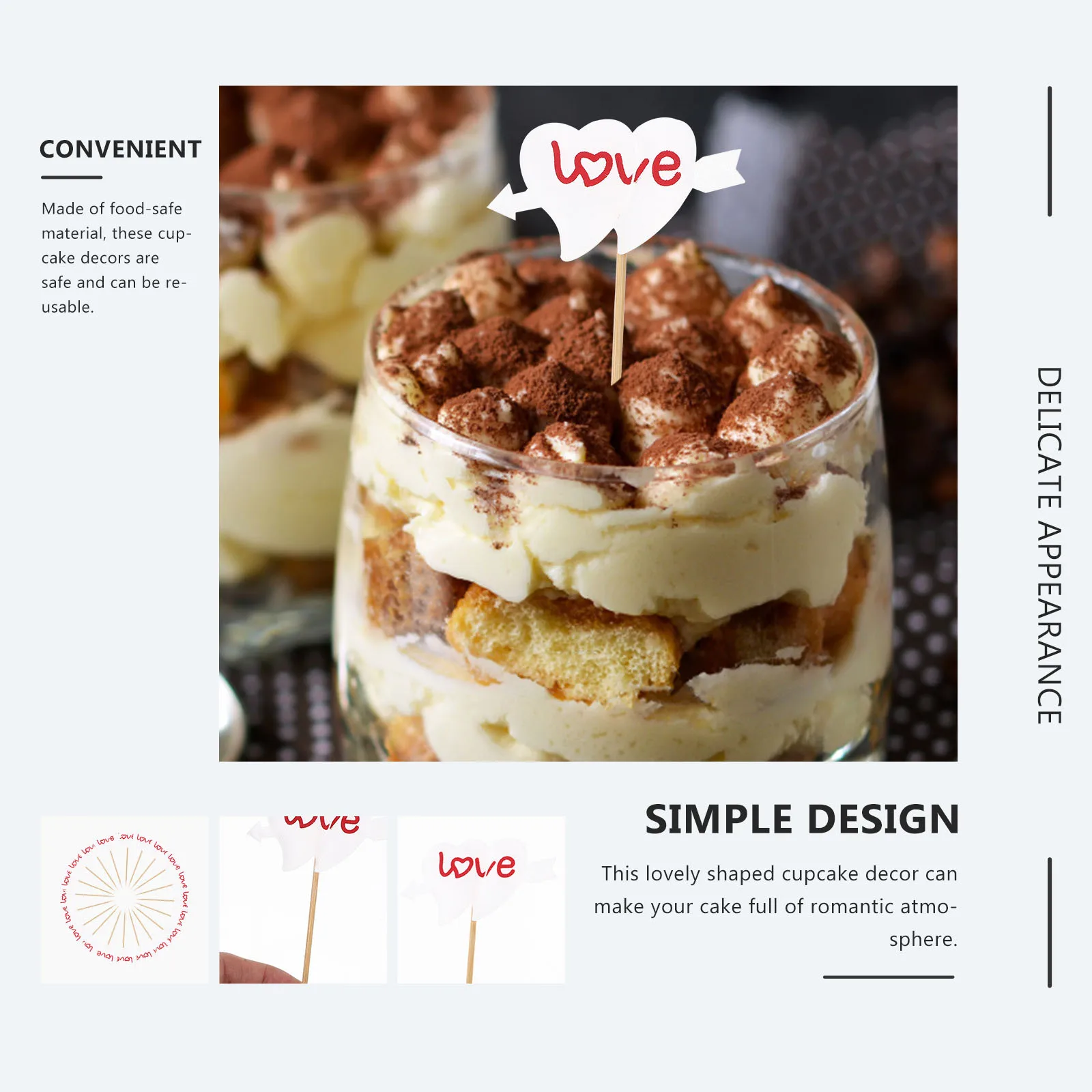 

20Pcs Decorative Cake Picks Heart Shaped Cupcake Toppers for Wedding Birthday Party Cake Insert Ornaments Decorative Fruit Picks