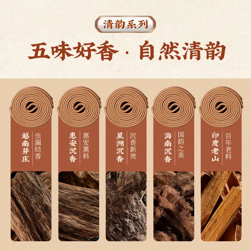 Sandalwood Agarwood Coil Incense Goose Pear Bedchamber Incense Hainan&Indian Old Sandalwood for Home Bedroom Indoor Aromatherapy