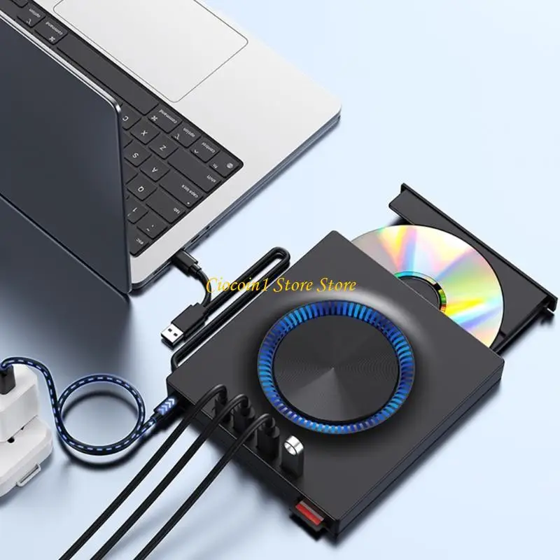 A3PC Compactly External Dvds Drive With Multiple Device Compatibility for USB Flash Cards Reader for Laptop PC Data Backup