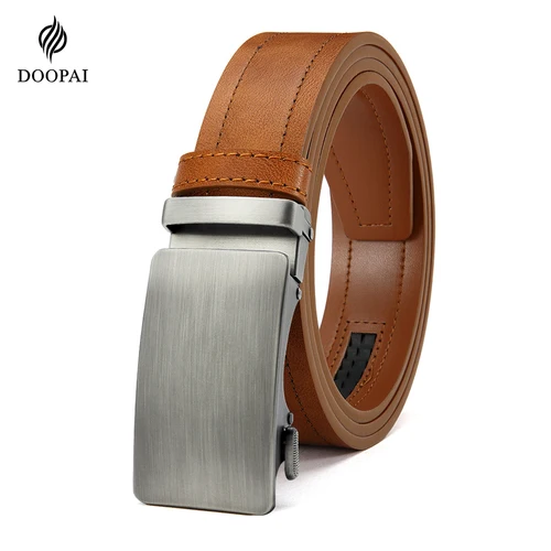 Cinturón de Metal para hombre, marca de lujo, hebilla automática, cuero PU de alta calidad, cinturón informal de negocios de alta calidad, multicolor