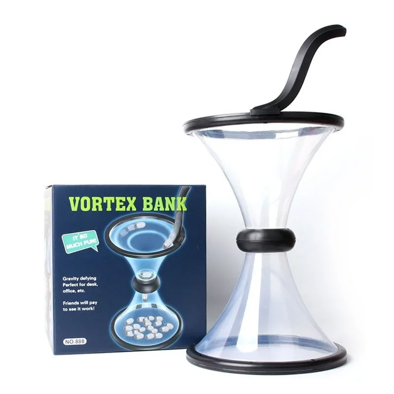 Rotating Coin Piggy Bank, Decompression Vortex Funnel Transparent Spinning Coin Siphon Pot, Kids Gift Money Saving Toy Box