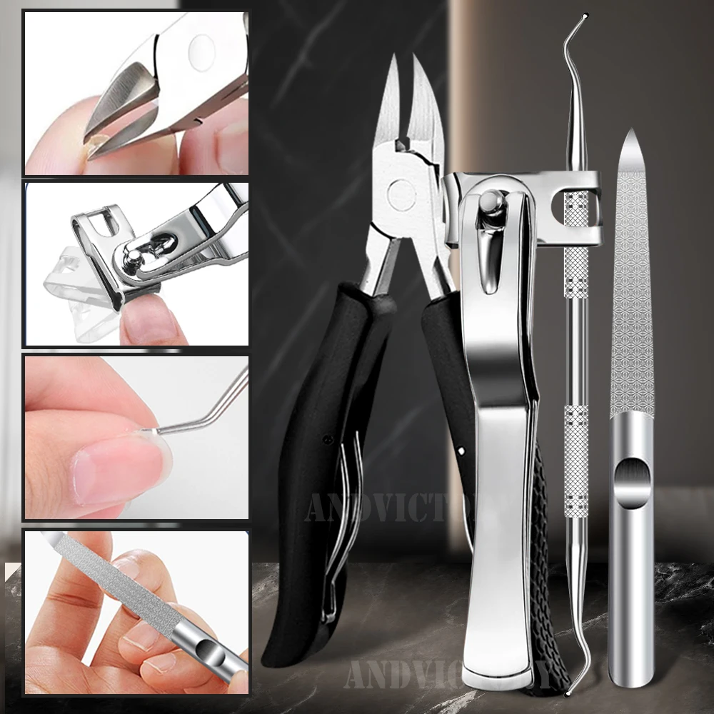 4Pcs/Set Toenail Clippers Set Thick Toenails Nail Clippers Set Ingrown Nails Professional Sharp Heavy Duty Nail Clipper Cutter