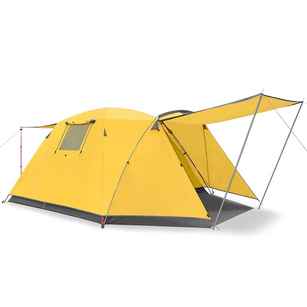 Flash Sale Double Dome 3-4 People Oxford Fabric Custom Logo Rainproof One Room Curtain Family Camping Tent