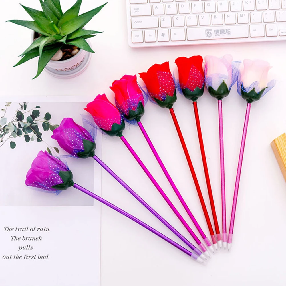 

24 Pcs Pink Pens Rose Ballpoint Roses Student Stationery Supplies Cute Stationary