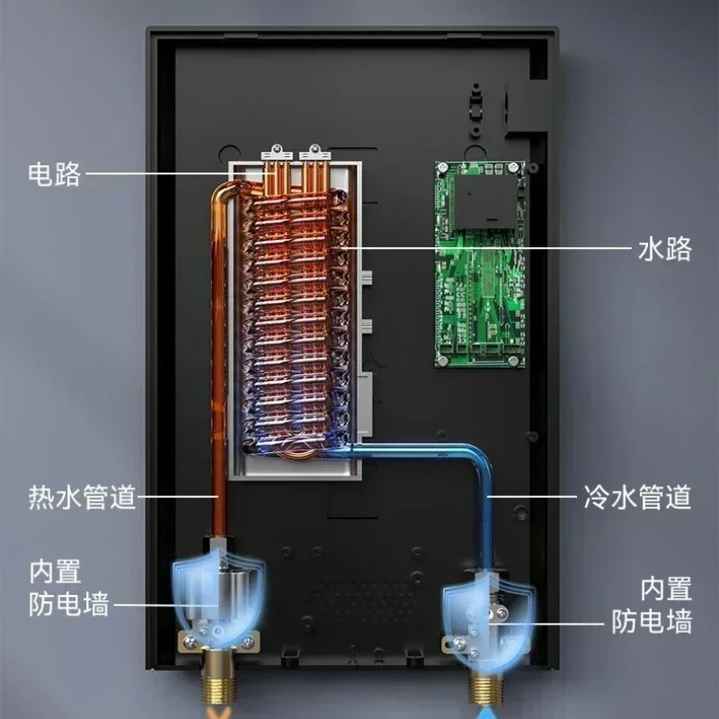 سخان مياه كهربي فوري، آلة دش منزلية، تردد متغير صغير، درجة حرارة ثابتة، دش ساخن سريع #5