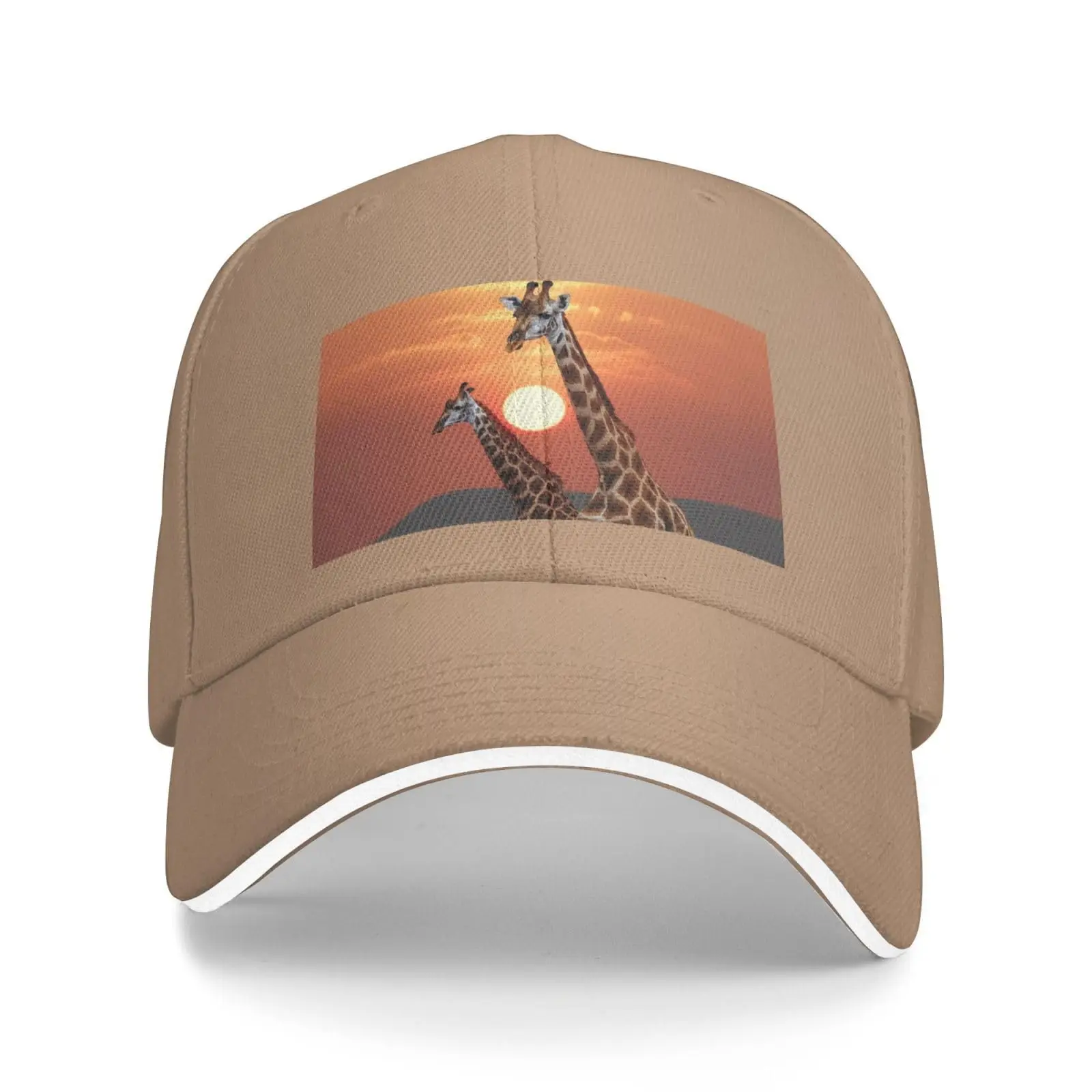 Men And Women Baseball Hat Giraffe At Sunset Printing Stylish Dad Cap Trucker Low Profile Hats Adjustable Washable Cap