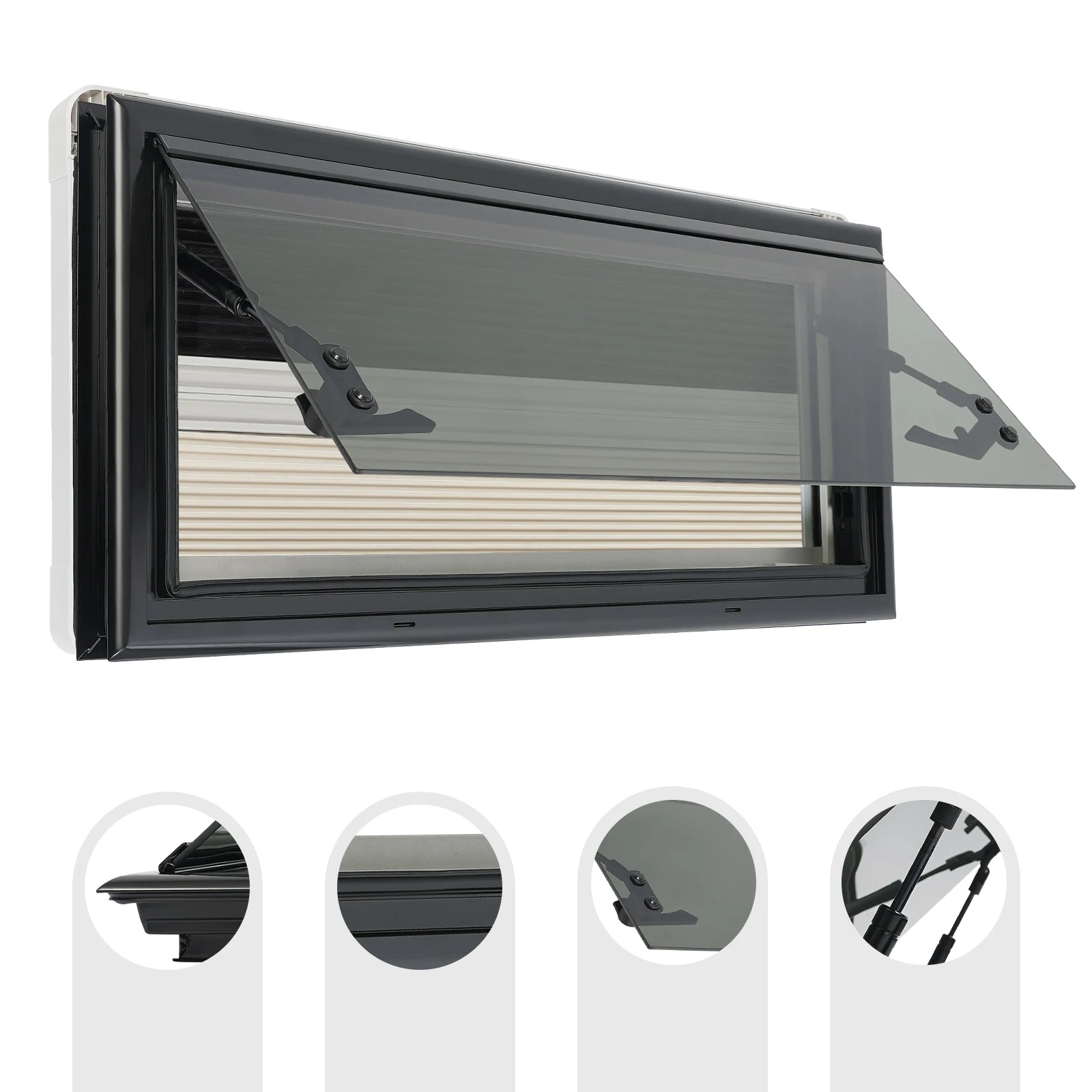 Fenêtres pour caravanes et camping-cars 85 °   Fenêtre coulissante RV à ouverture réglable avec moustiquaire plissée 700x300mm pour caravane, camping-car, remorque