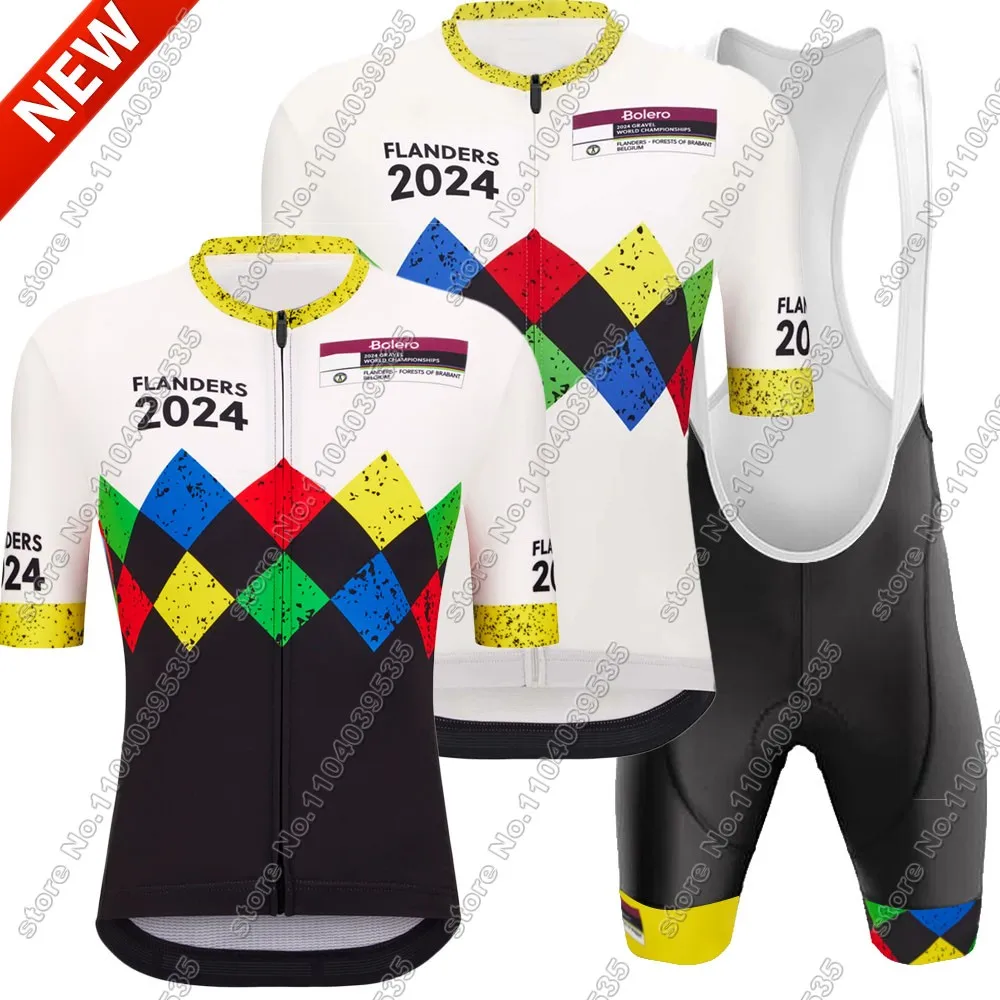 Maillot Flanders 2024 cycling Jersey Set World Champion Clothing Men Road Bike Shirt Suit Bicycle Bib Shorts MTB Wear Ropa