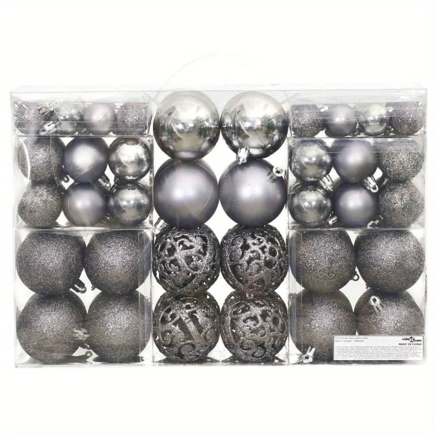 Shatterproof Christmas Baubles Set of 100 in Gray - 1. 2 1. 6 2. 4 Inches - Polystyrene Christmas Ornaments - Lightweight Tree D