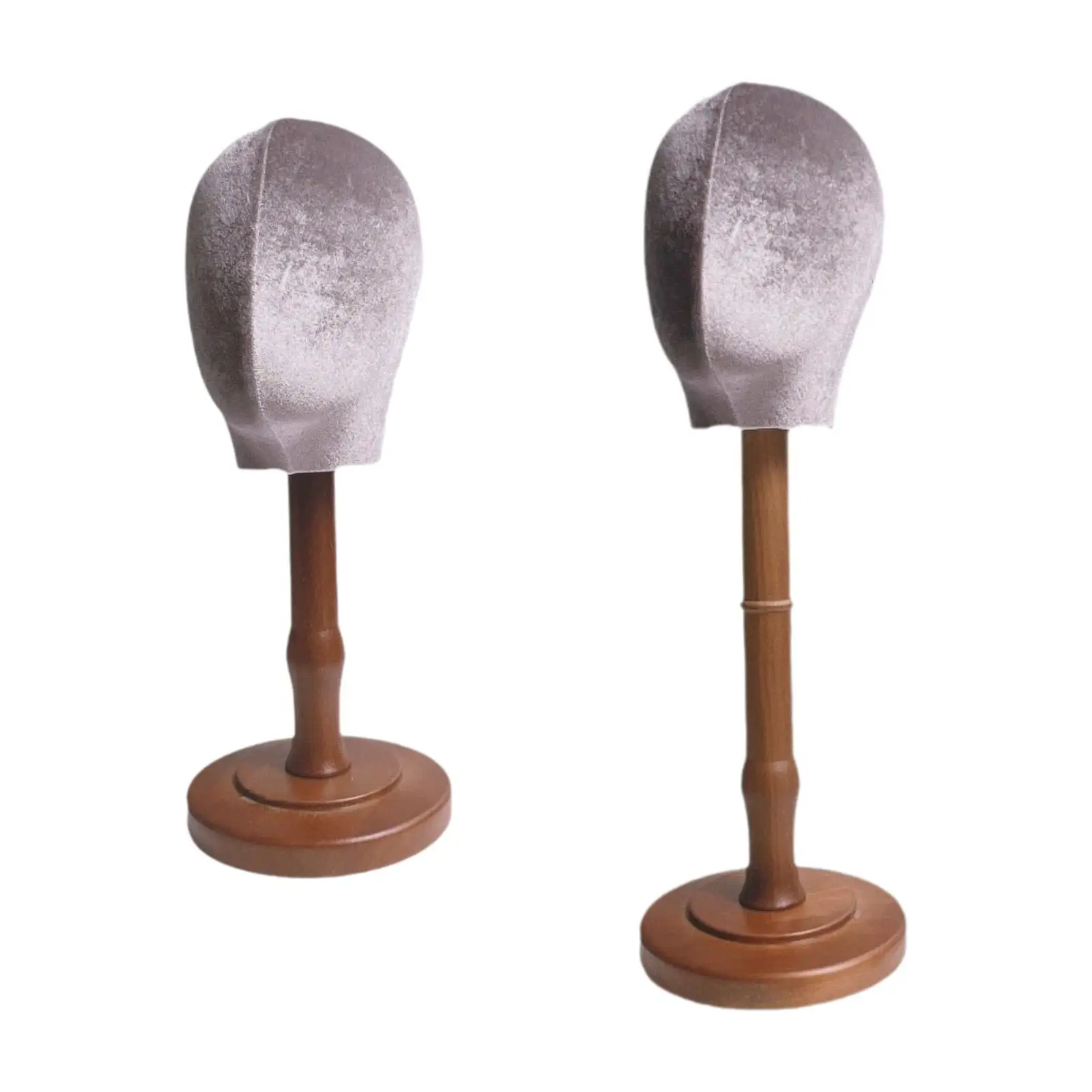 Wig Holder Mannequin Head, Hat Display Stand with Wood Base, Sturdy Hat Rack for Headset Home Shopping Mall Store