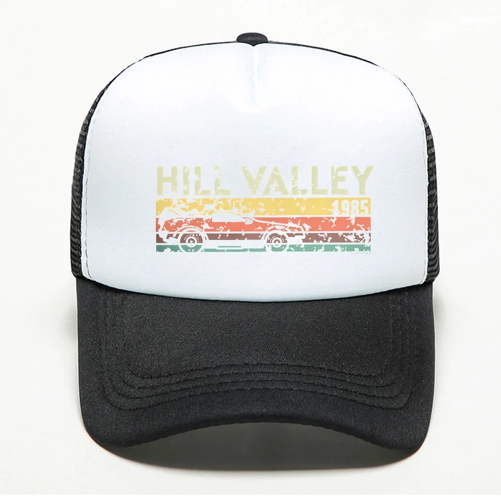 Hill Valley 1985 hat Men Back To The Future Baseball Caps Men Women Vintage Harajuku casual hat summer mesh trucker hats